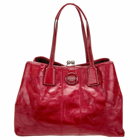 Vintage Y2K Coach Signature Kiss Lock Patent Leather Bag - Picture 2 of 13